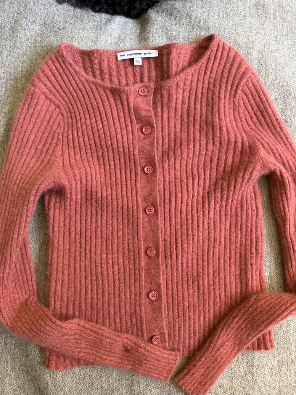 The Cashmere Project Women's Ribbed Button-Front Cardigan in Dusty Rose